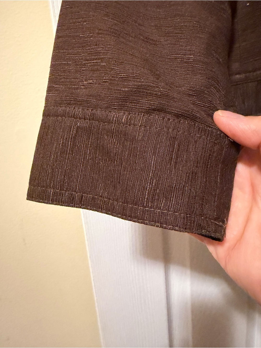 Brown silk Ruffle-Trim Utility Jacket - Picture 5 of 7